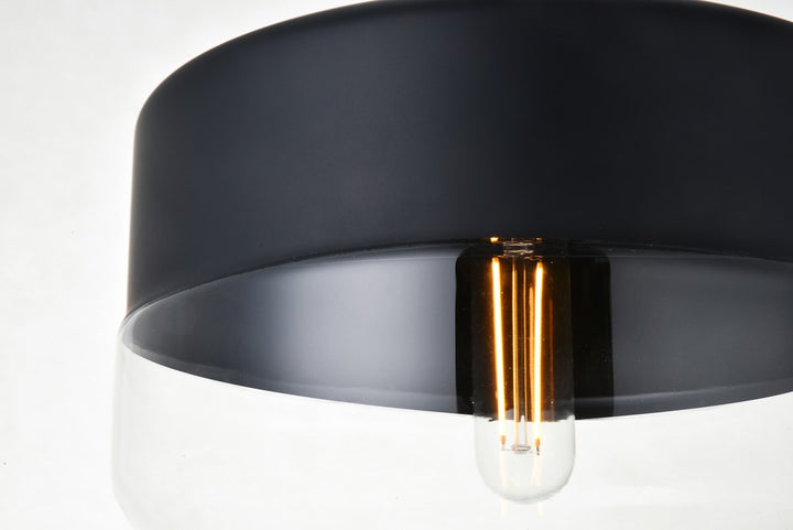 1 Light Black Pendant With Clear Glass