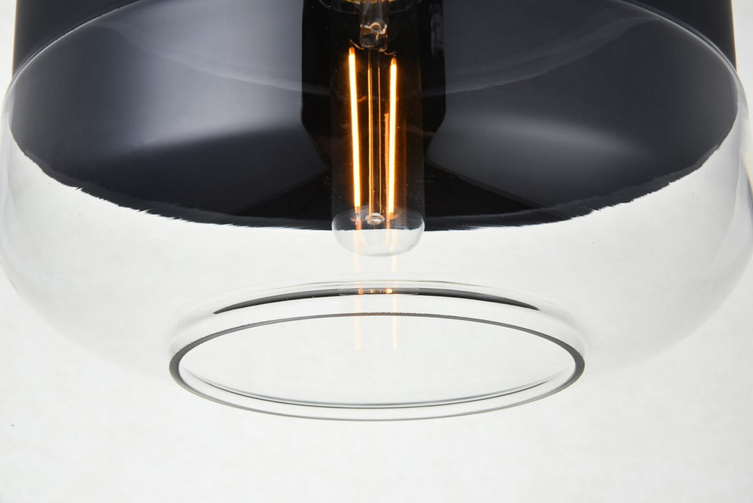 1 Light Black Pendant With Clear Glass
