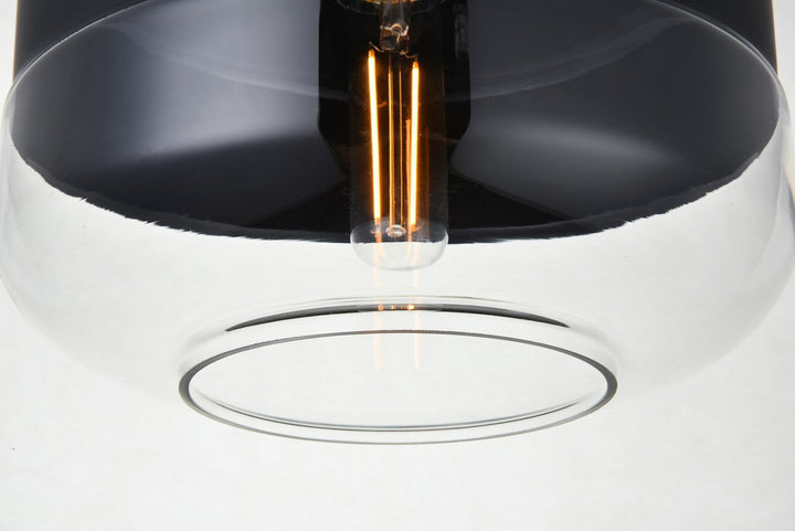 1 Light Black Pendant With Clear Glass