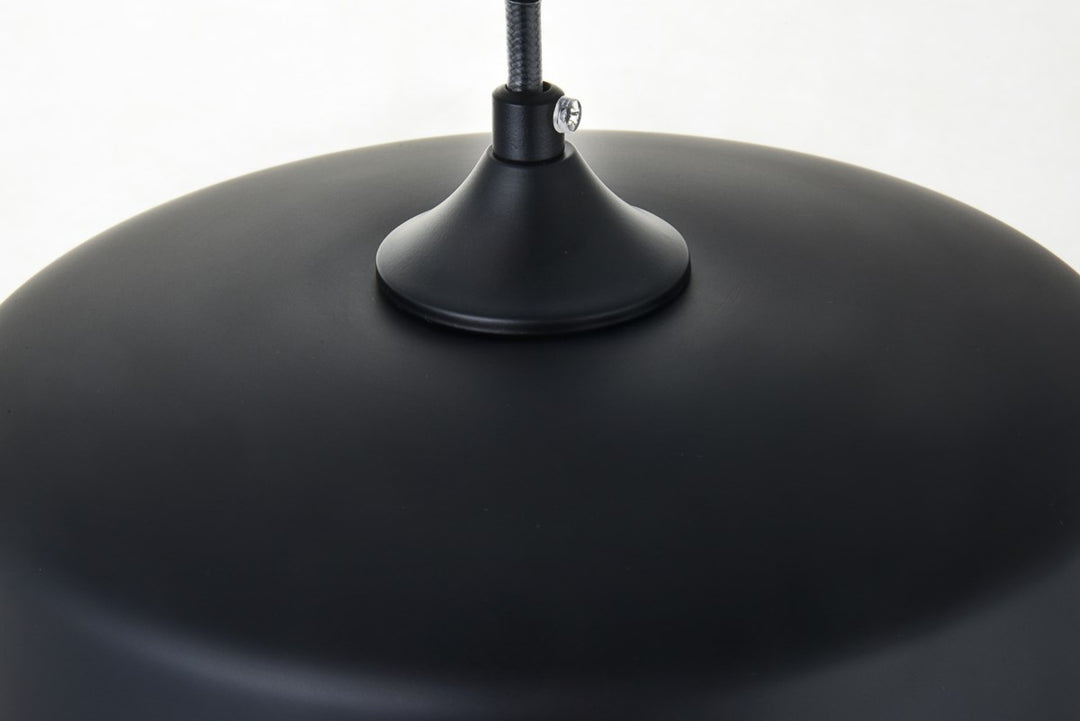 1 Light Black Pendant With Clear Glass