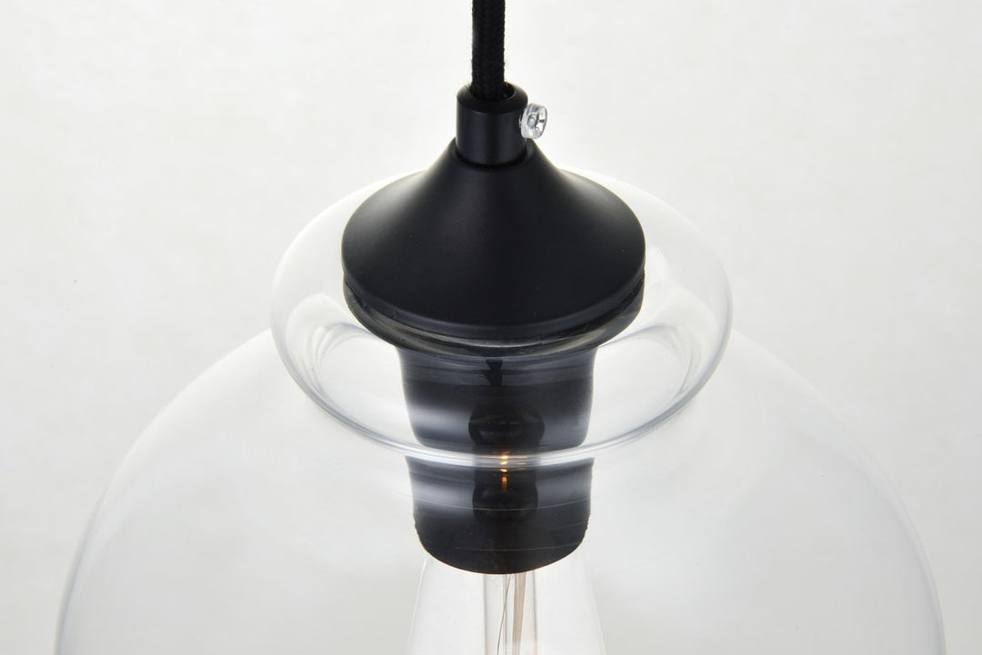 3 Lights Black Pendant With Clear Glass