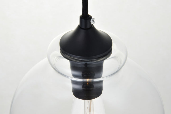 3 Lights Black Pendant With Clear Glass