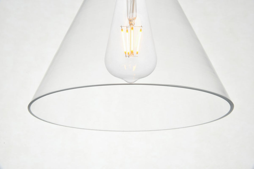 3 Lights Black Pendant With Clear Glass