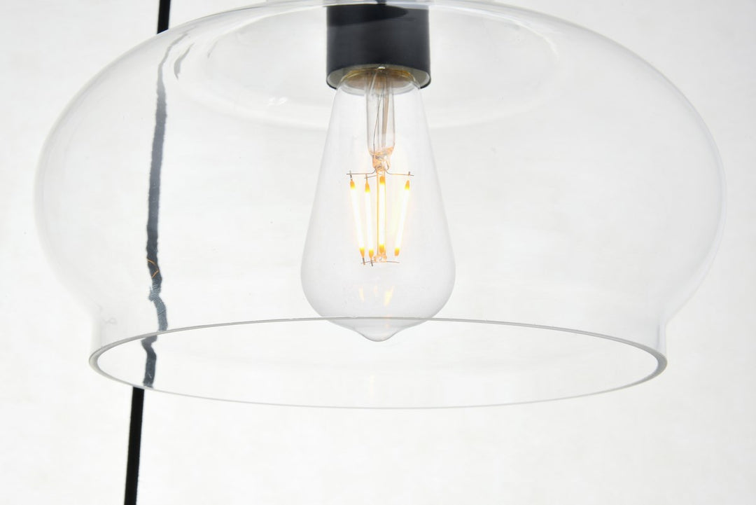 3 Lights Black Pendant With Clear Glass