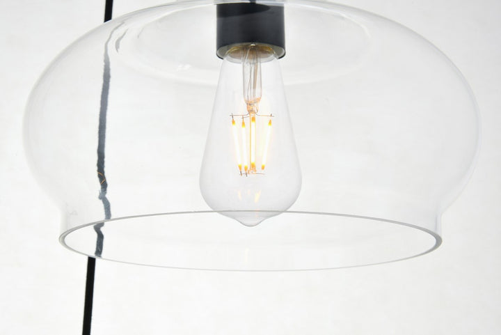 3 Lights Black Pendant With Clear Glass