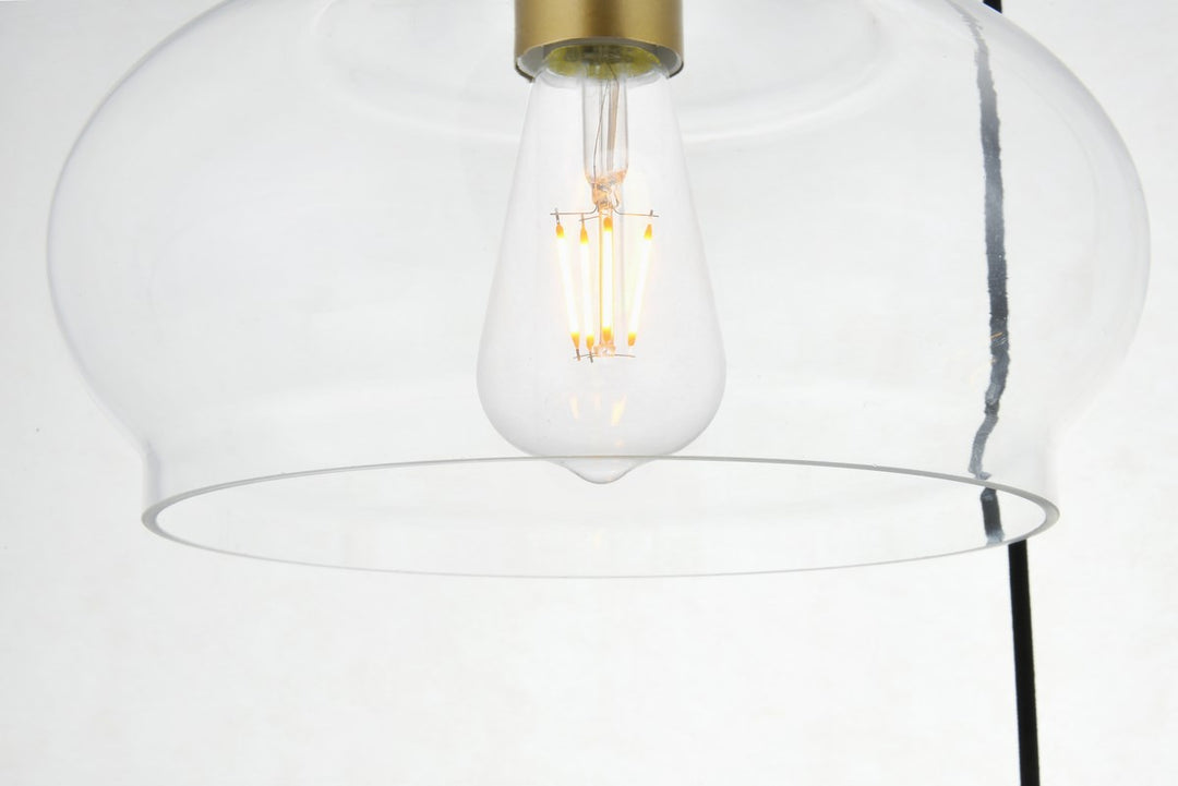 3 Lights Brass Pendant With Clear Glass