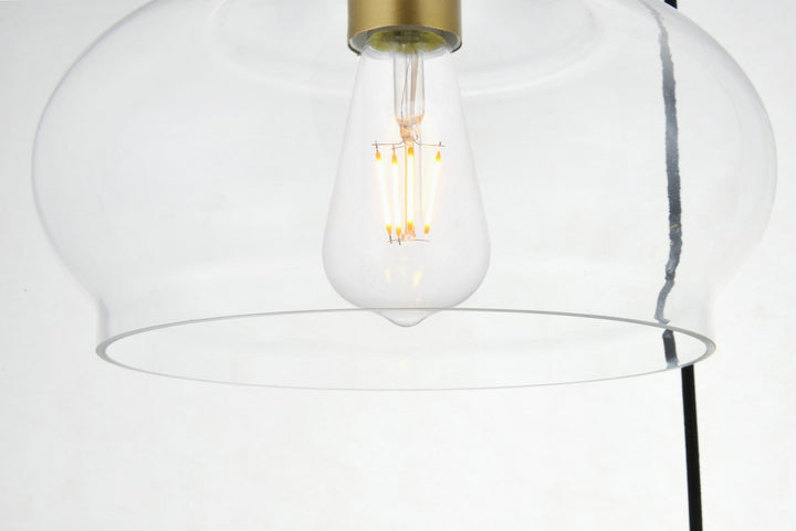 3 Lights Brass Pendant With Clear Glass