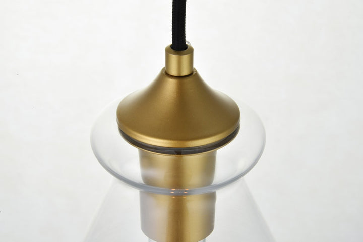 3 Lights Brass Pendant With Clear Glass