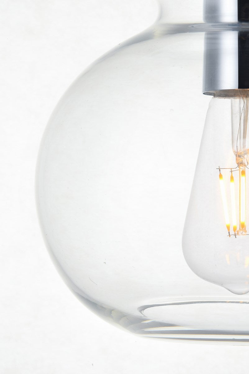 3 Lights Chrome Pendant With Clear Glass