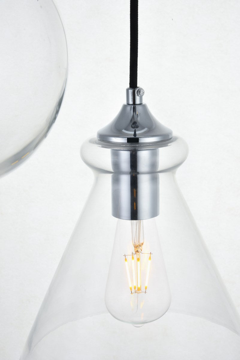 3 Lights Chrome Pendant With Clear Glass