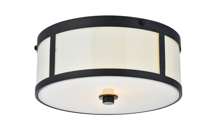 2 light 12 inch flat black flush mount
