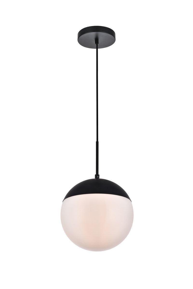 1 Light Black Pendant With Frosted White Glass
