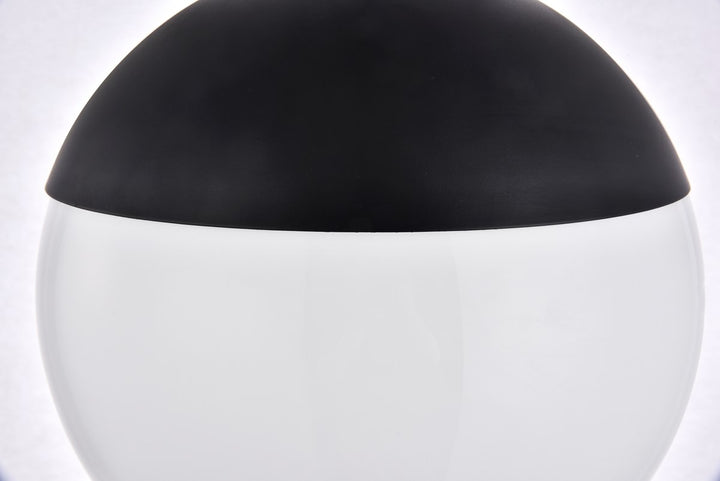 1 Light Black Pendant With Frosted White Glass