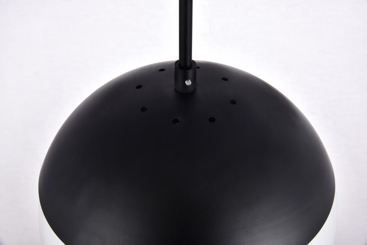 1 Light Black Pendant With Frosted White Glass