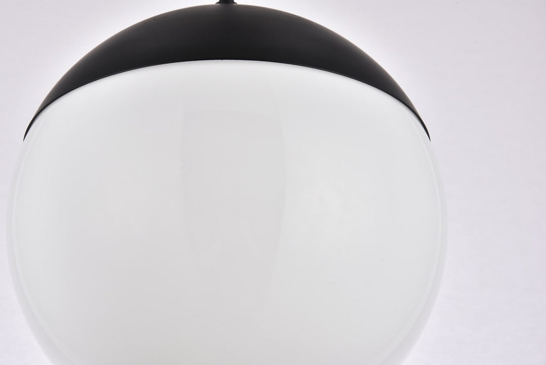 1 Light Black Pendant With Frosted White Glass