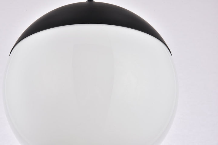 1 Light Black Pendant With Frosted White Glass