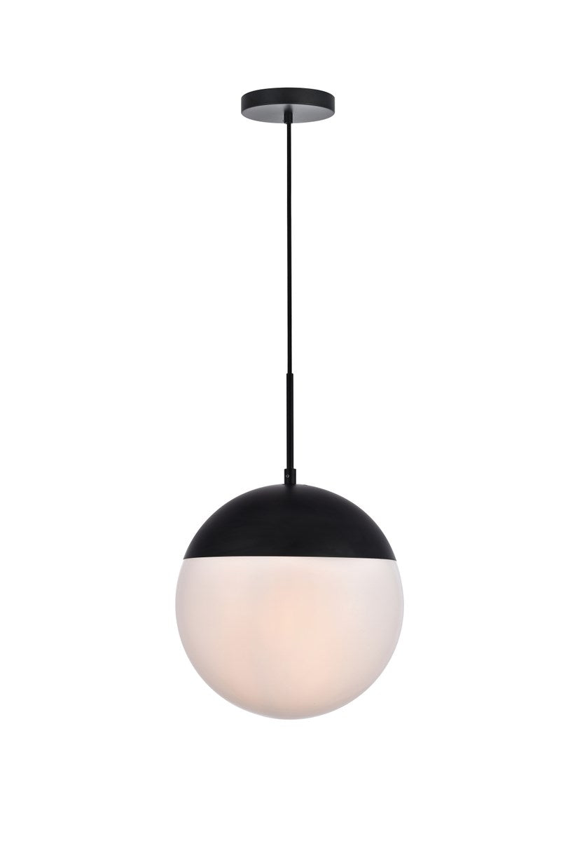 1 Light Black Pendant With Frosted White Glass by Living District