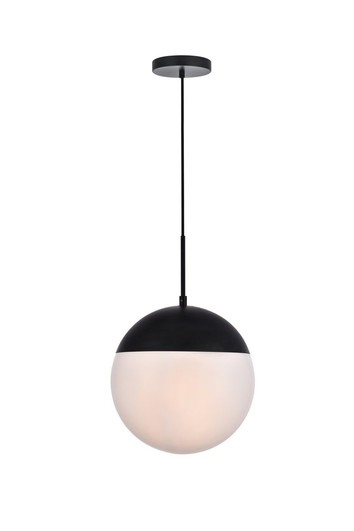 1 Light Black Pendant With Frosted White Glass by Living District