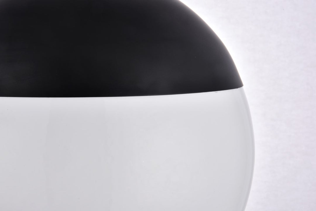 1 Light Black Pendant With Frosted White Glass