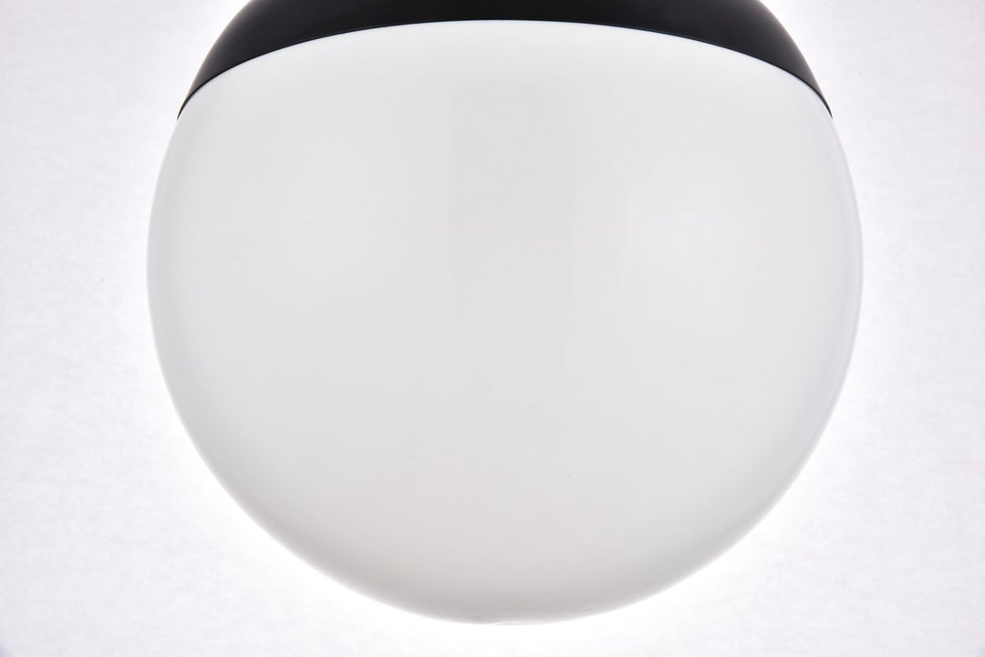1 Light Black Pendant With Frosted White Glass