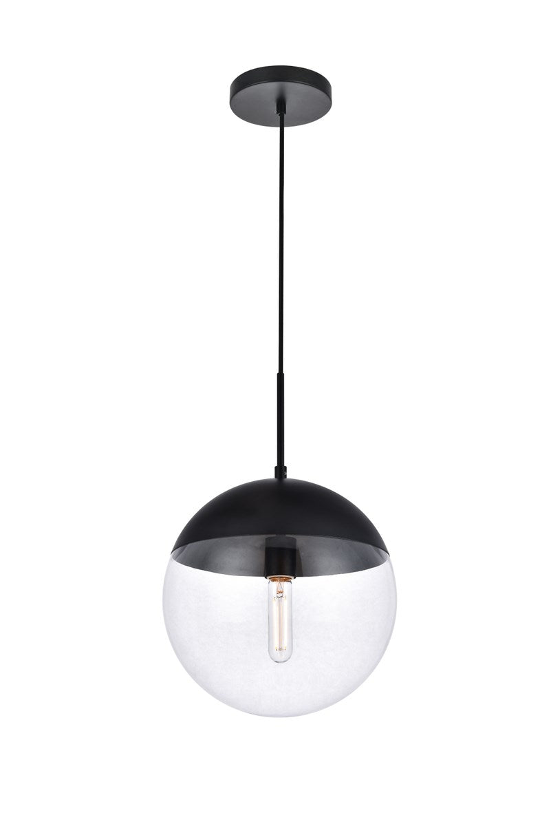 1 Light Black Pendant With Clear Glass