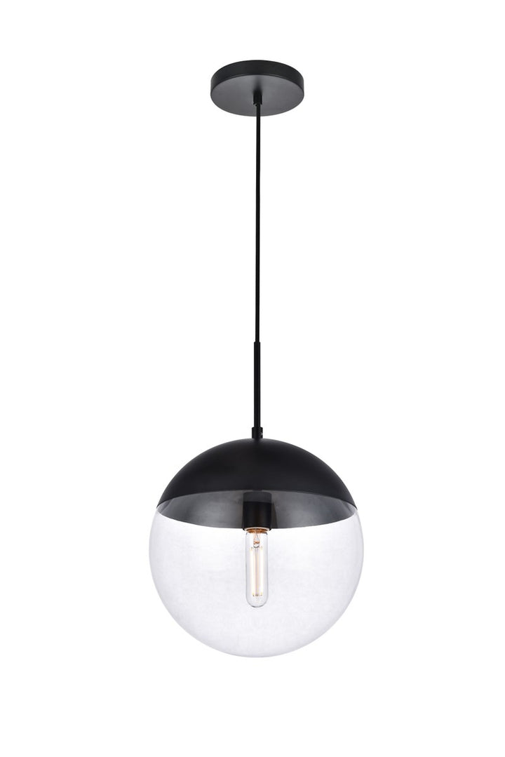 1 Light Black Pendant With Clear Glass