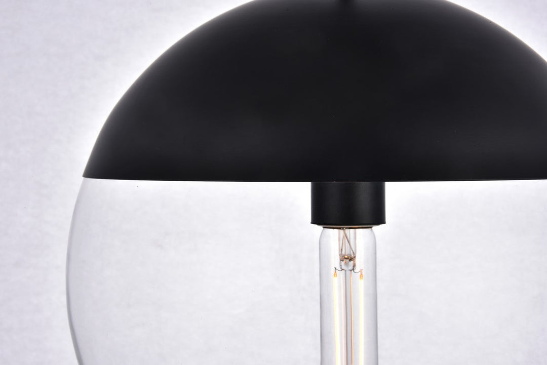 1 Light Black Pendant With Clear Glass