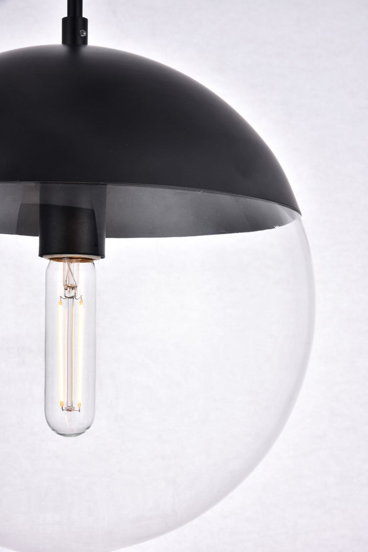 1 Light Black Pendant With Clear Glass