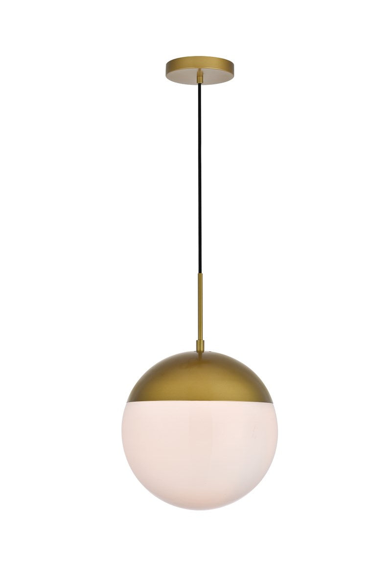 1 Light Brass Pendant With Frosted White Glass by Living District