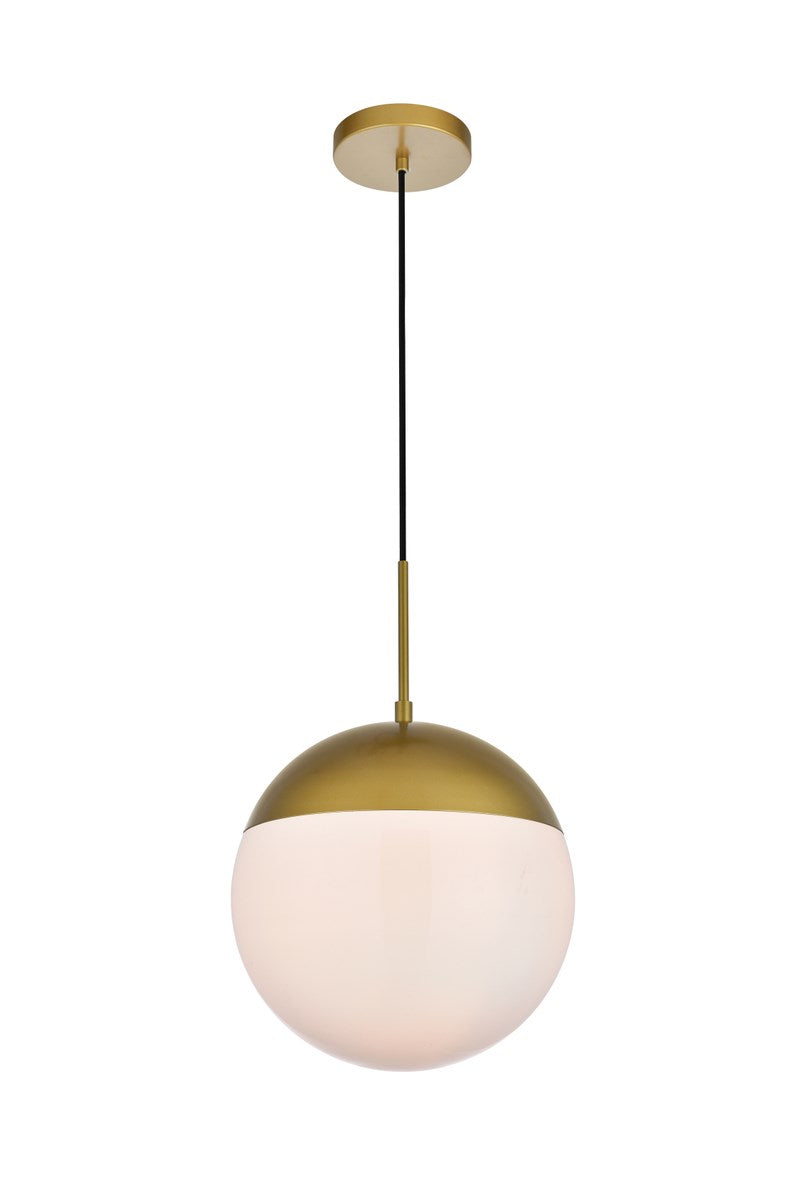 1 Light Brass Pendant With Frosted White Glass
