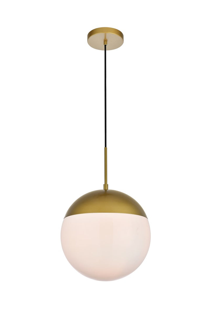 1 Light Brass Pendant With Frosted White Glass