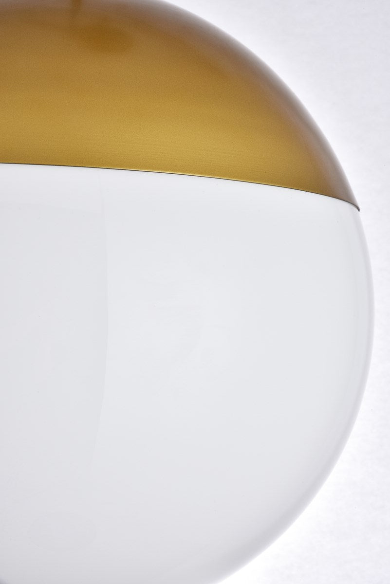 1 Light Brass Pendant With Frosted White Glass