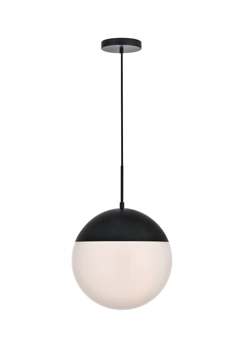 1 Light Black Pendant With Frosted White Glass by Living District
