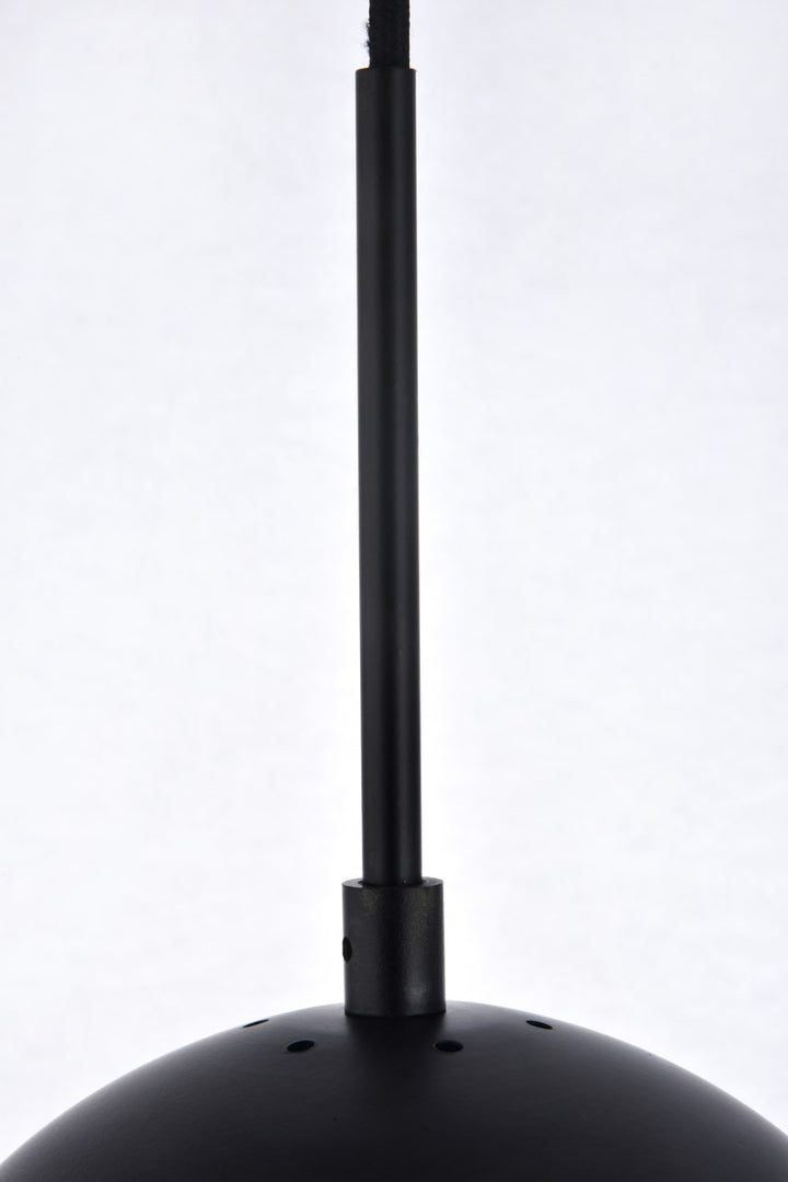 1 Light Black Pendant With Frosted White Glass