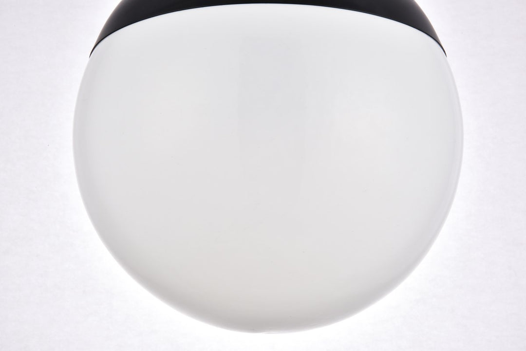 1 Light Black Pendant With Frosted White Glass