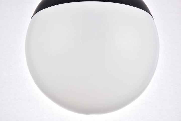 1 Light Black Pendant With Frosted White Glass