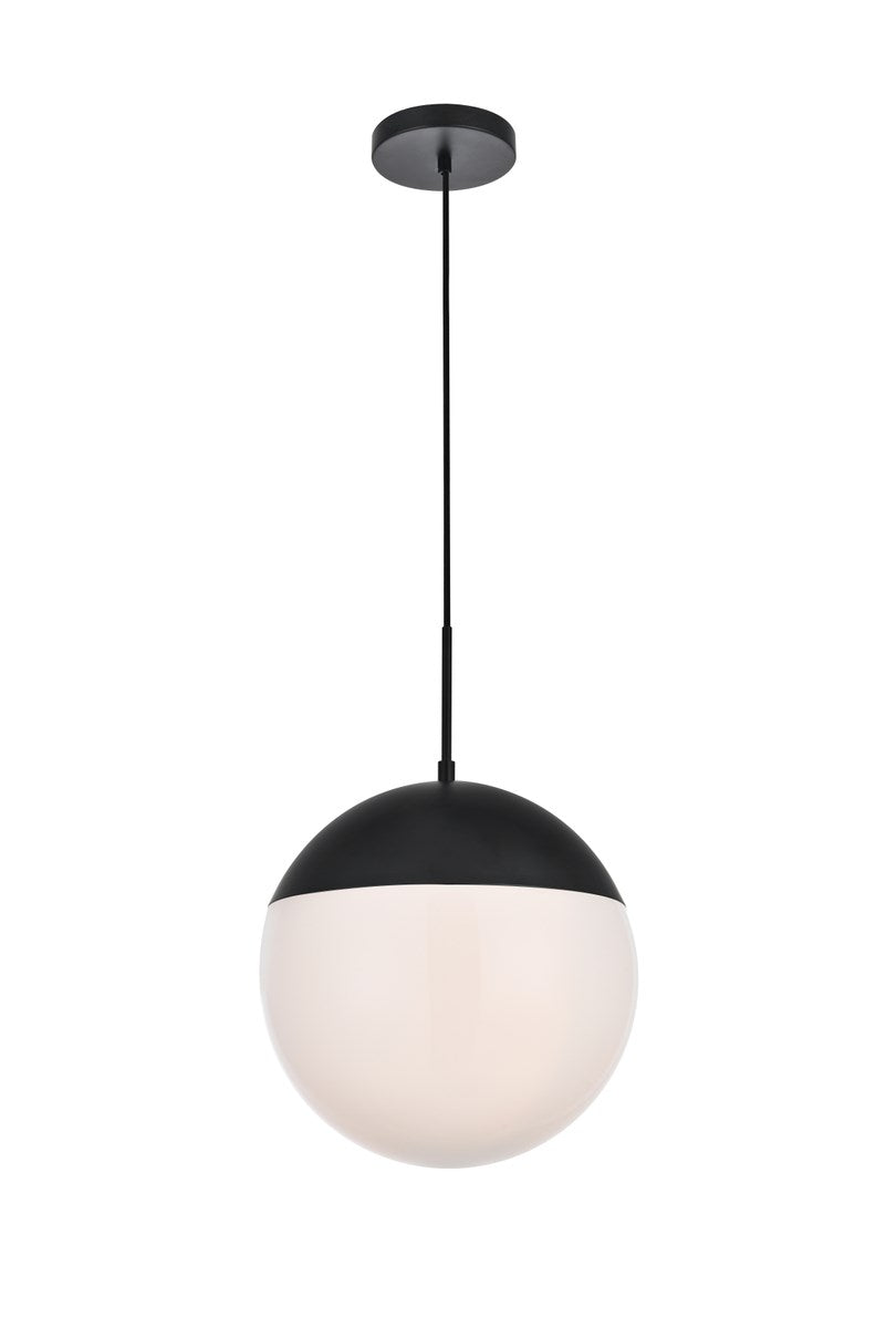 1 Light Black Pendant With Frosted White Glass