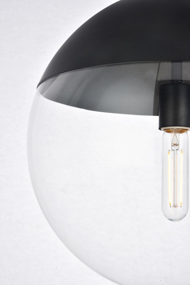 1 Light Black Pendant With Clear Glass