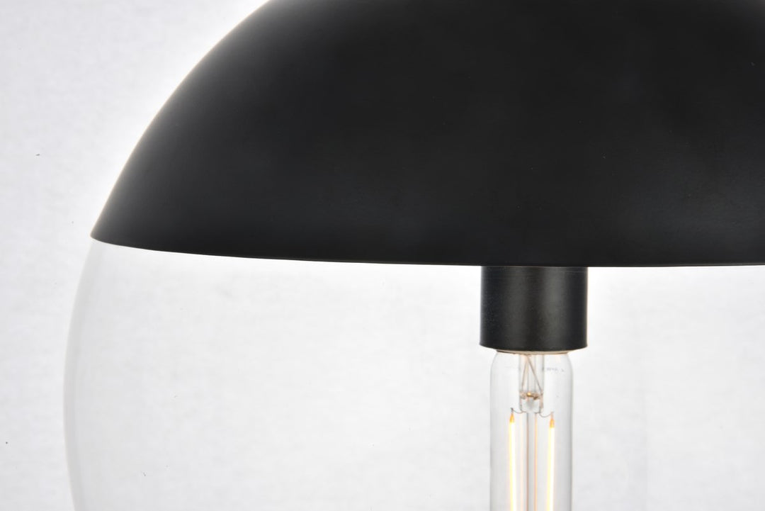 1 Light Black Pendant With Clear Glass