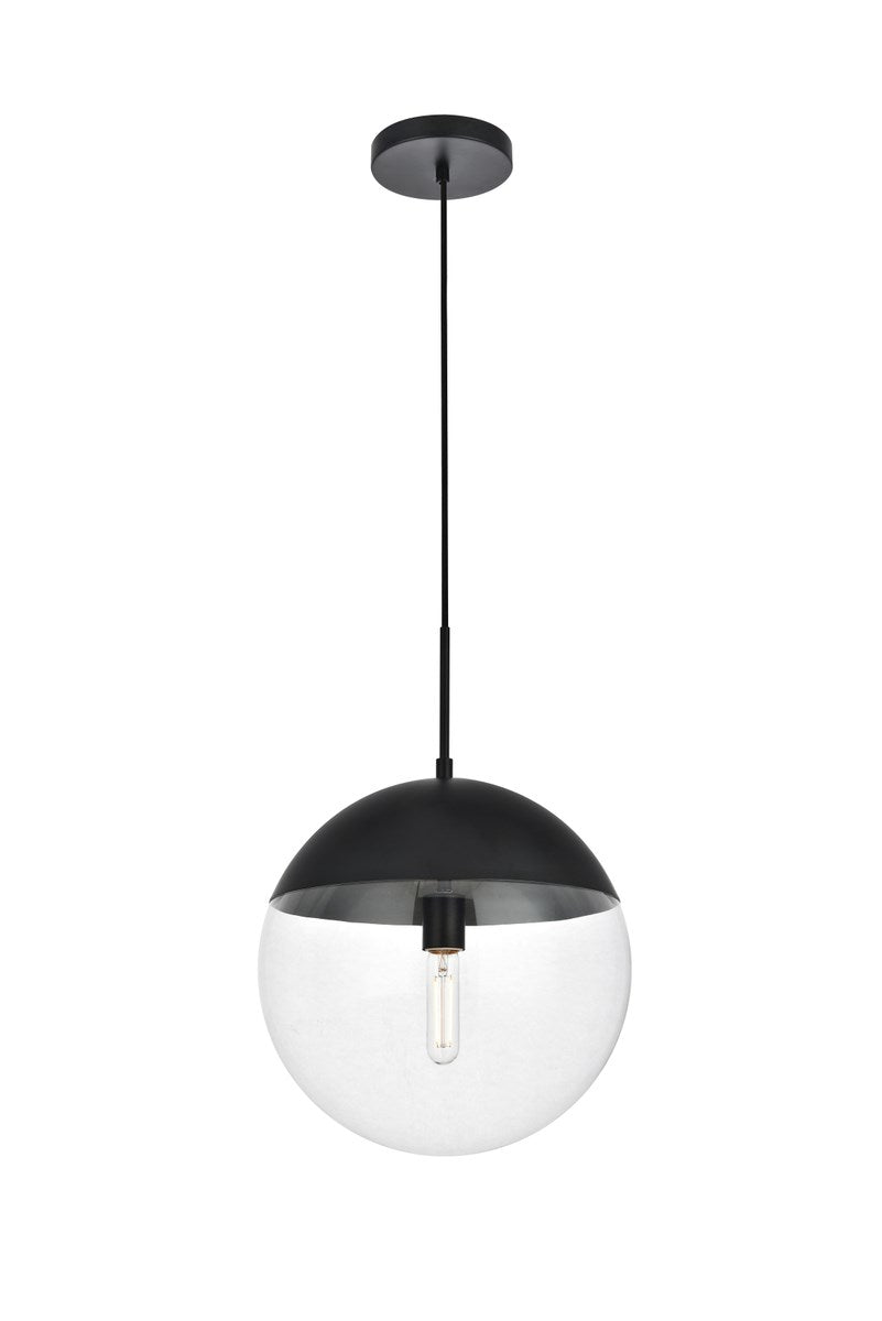 1 Light Black Pendant With Clear Glass