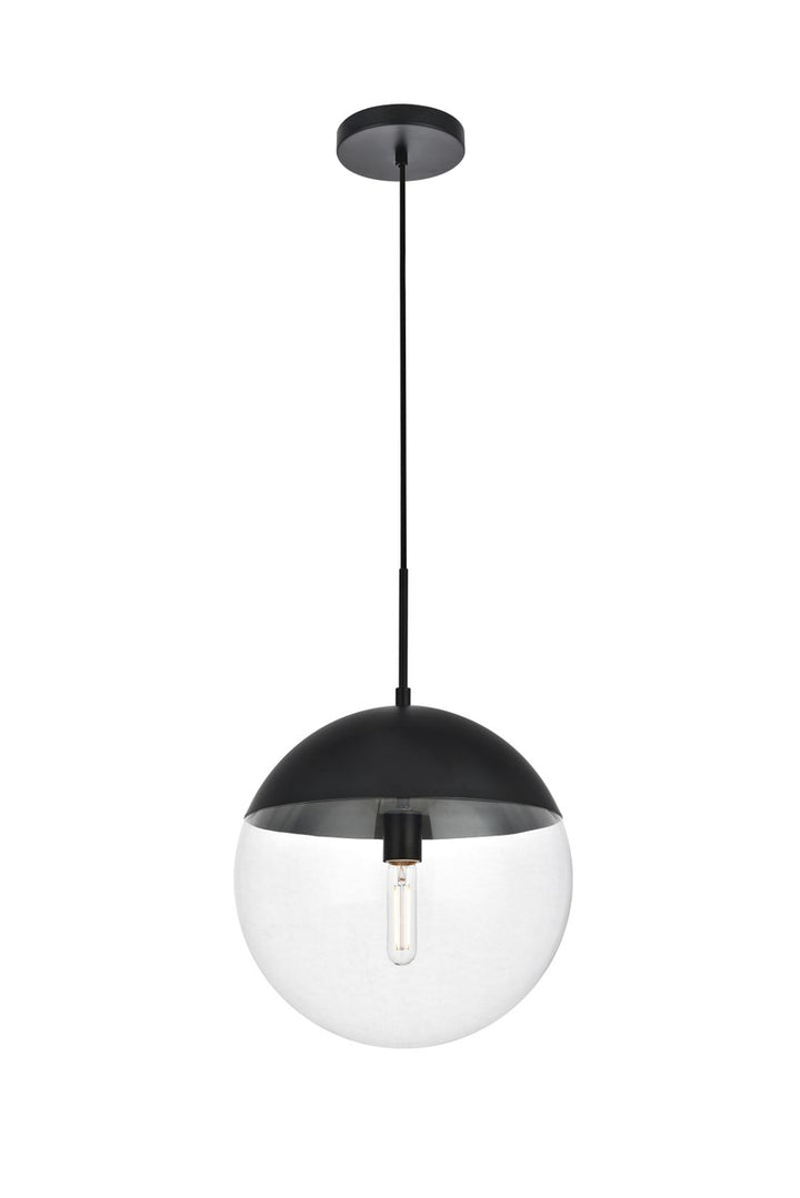 1 Light Black Pendant With Clear Glass