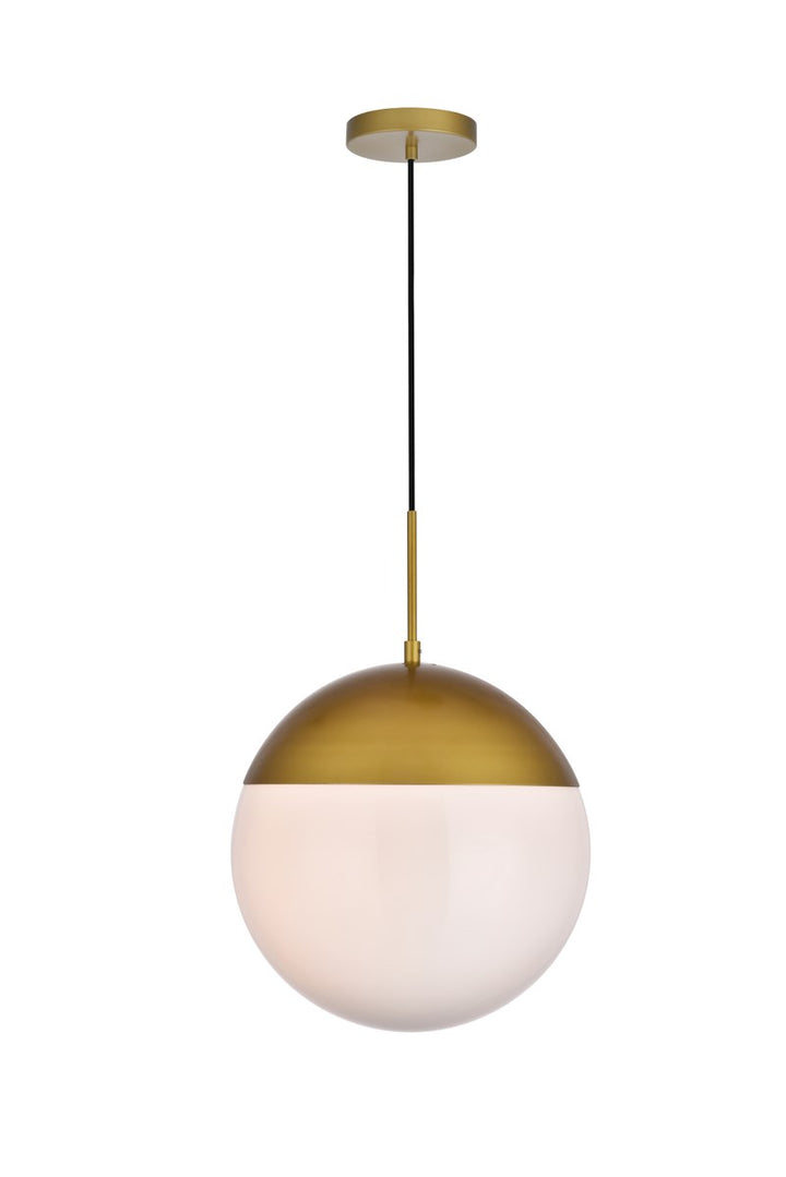1 Light Brass Pendant With Frosted White Glass by Living District