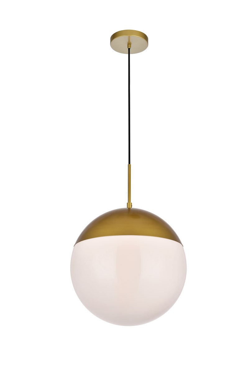 1 Light Brass Pendant With Frosted White Glass