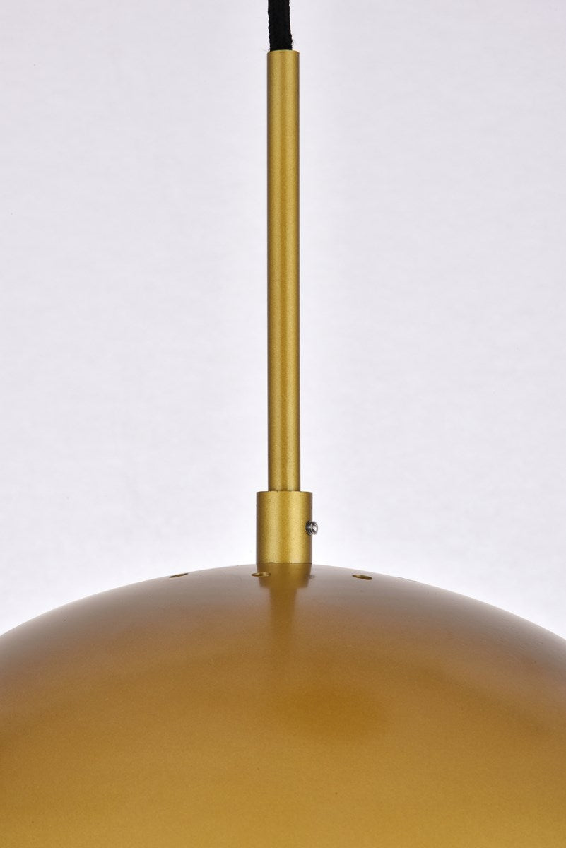 1 Light Brass Pendant With Frosted White Glass