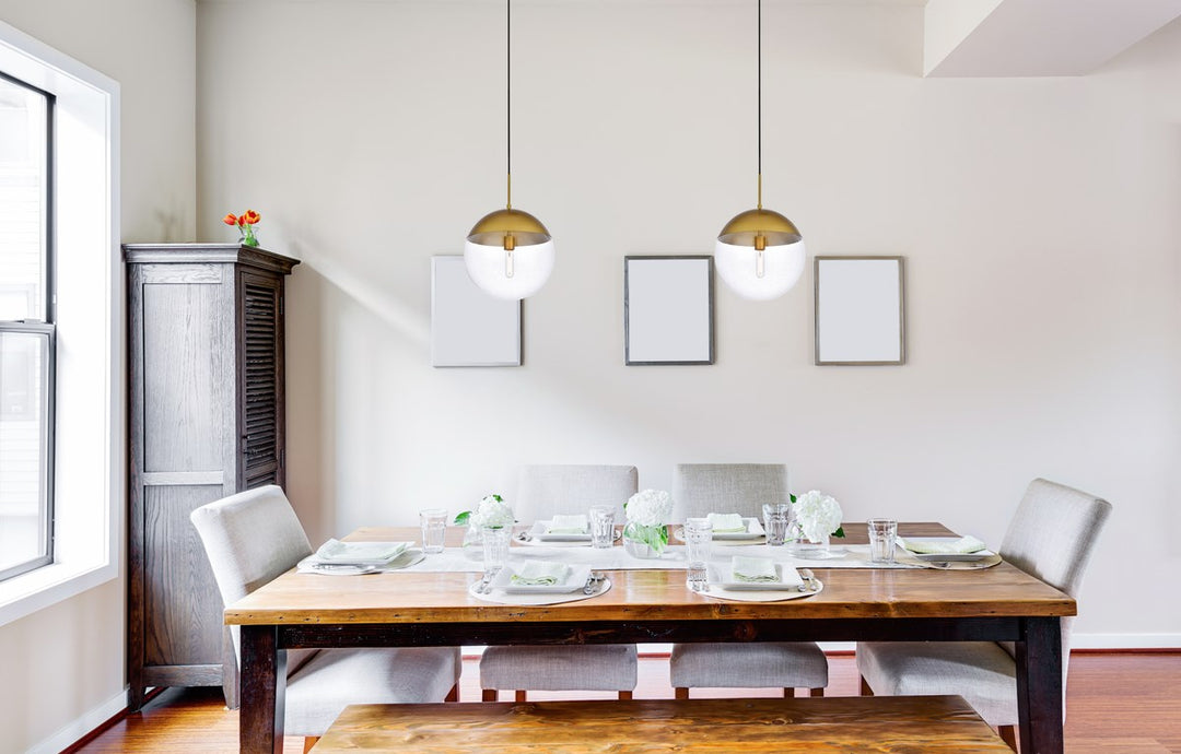 1 Light Brass Pendant With Clear Glass