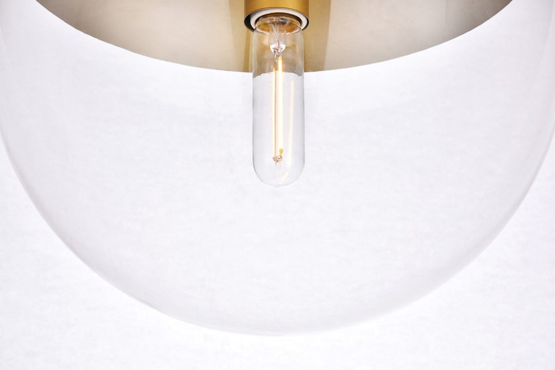1 Light Brass Pendant With Clear Glass