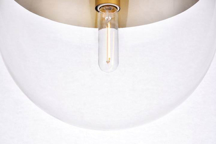 1 Light Brass Pendant With Clear Glass