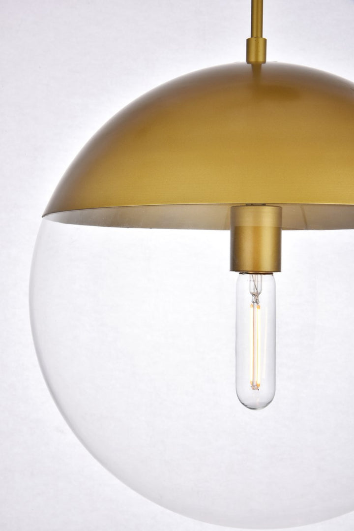 1 Light Brass Pendant With Clear Glass