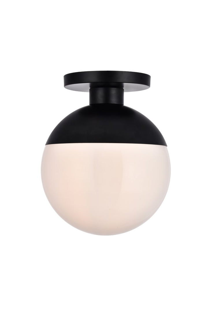 1 Light Black Flush Mount With Frosted White Glass by Living District