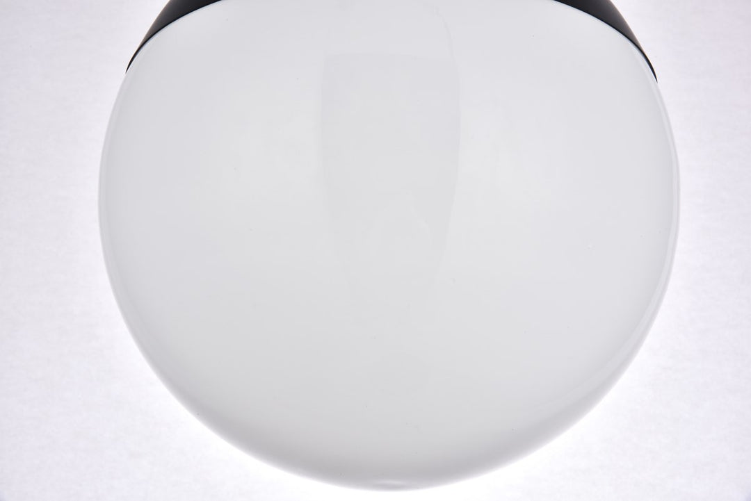 1 Light Black Flush Mount With Frosted White Glass